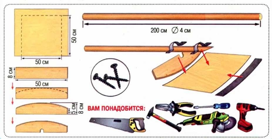 Чертеж деревянной лопатки