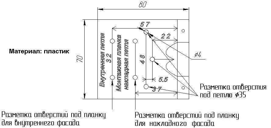 Чертеж шаблона для петель